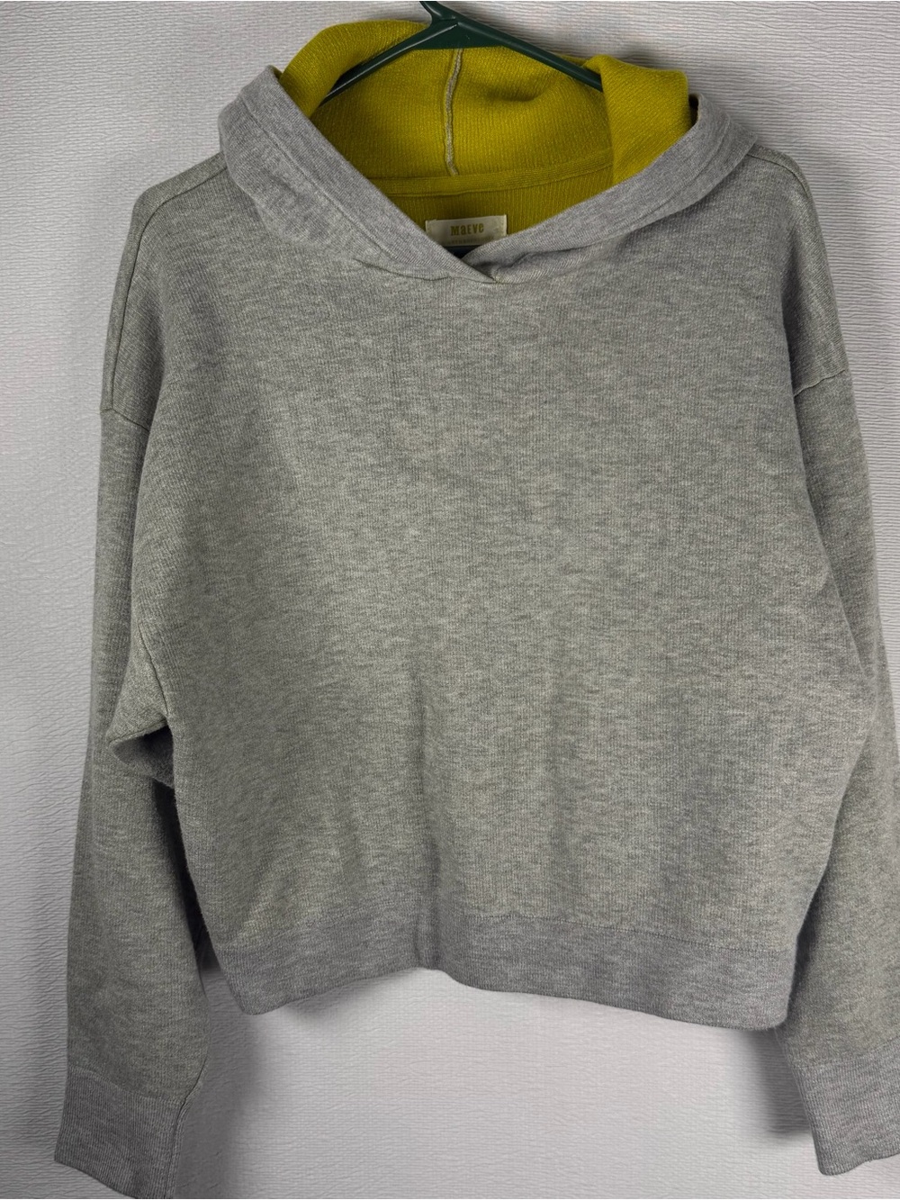 Anthropologie Gray Crewneck Sweater with Lime Hood Lining